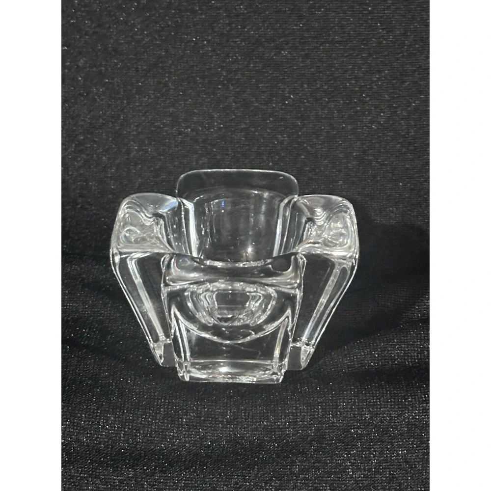 Art Deco Orrefors Crystal Tea Light Votive Candle Holder Sweden Signed & Sticker